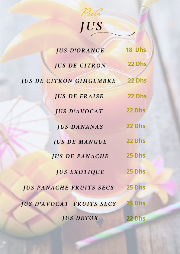 Menu du snack page 14